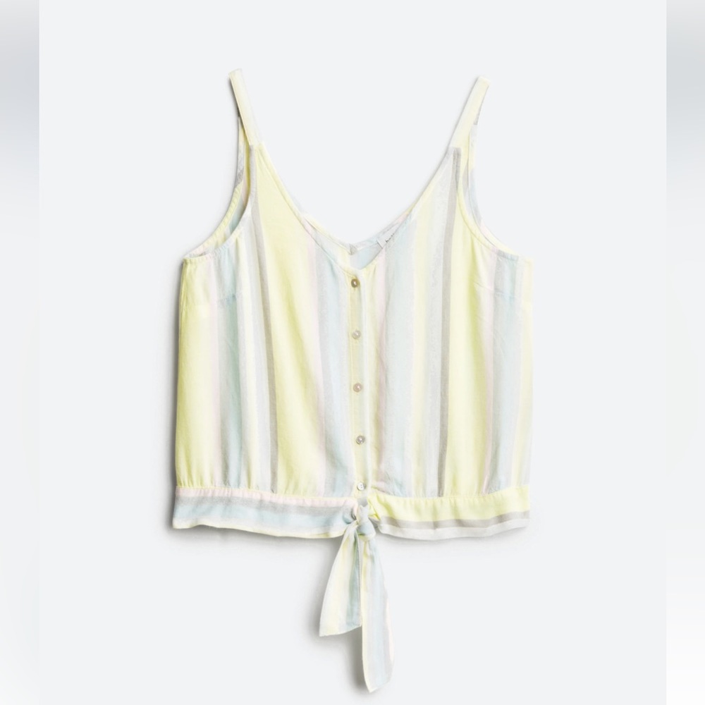 BELLA DAHL Carrie Tie Front Crop Button Down Tank - Size Large